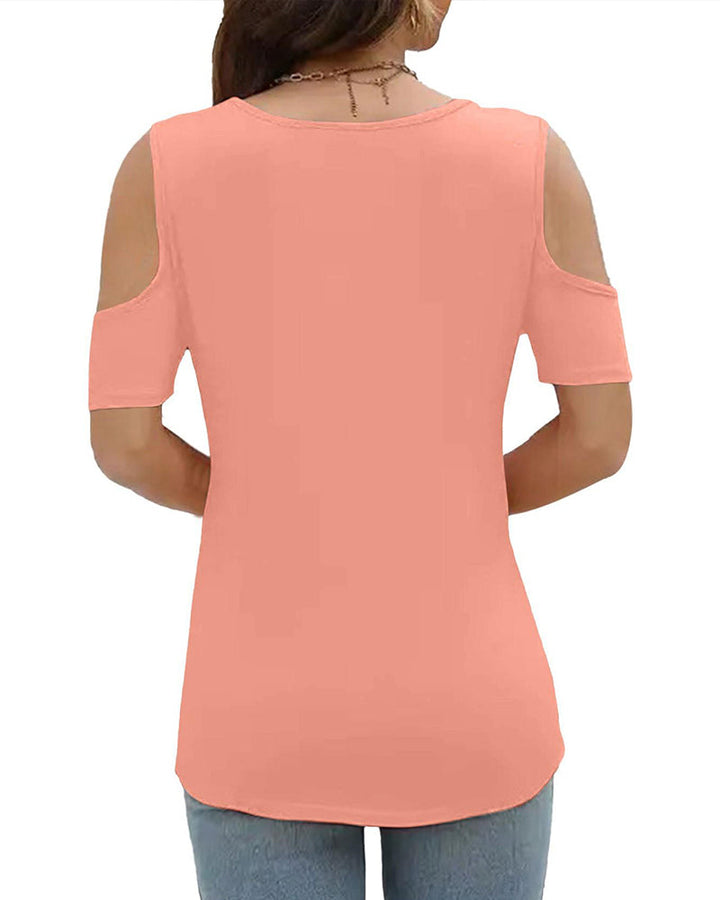Camiseta casual de hombros descubiertos con detalle de anillo