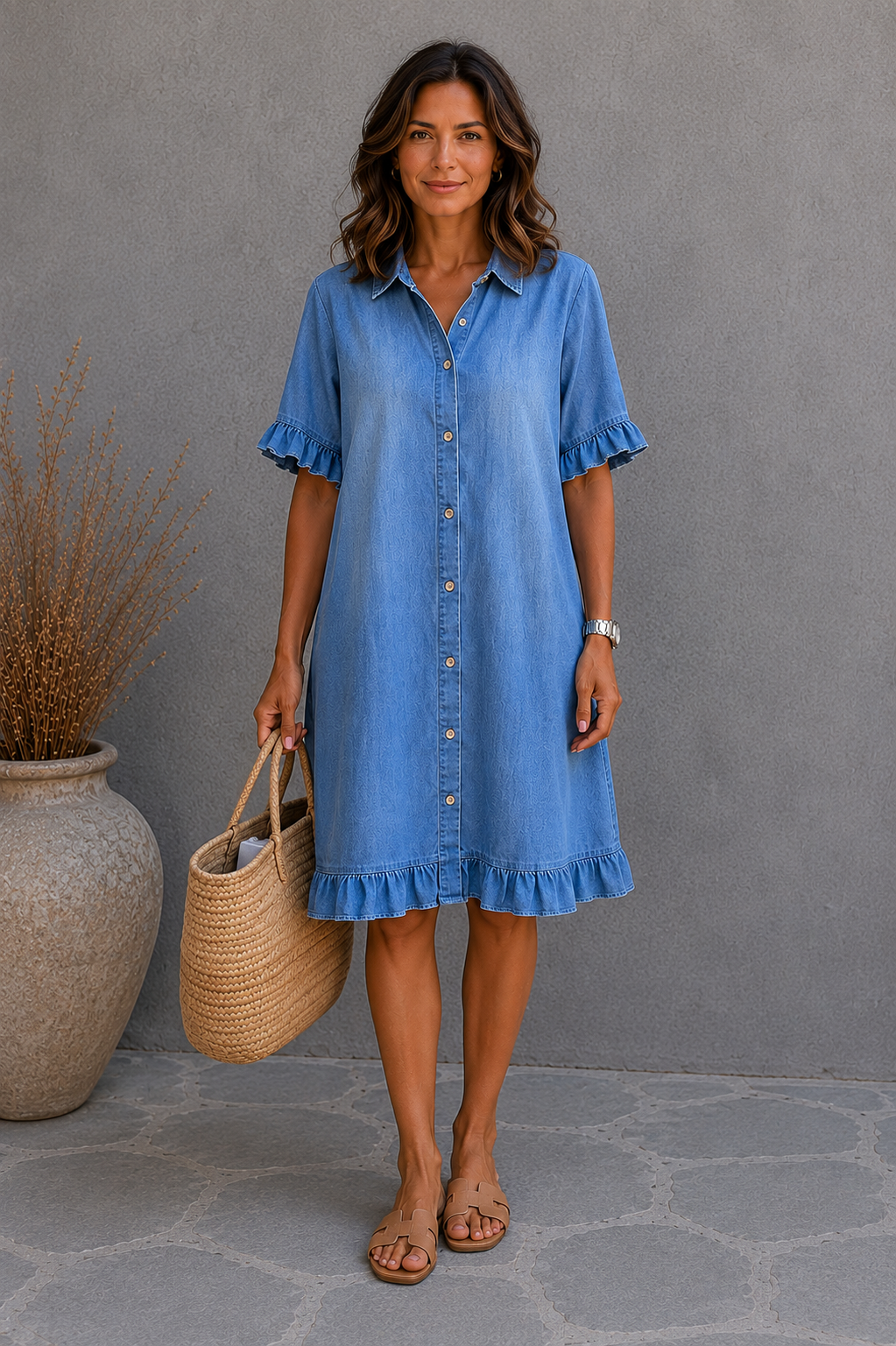 Vestido falda vaquera con volantes
