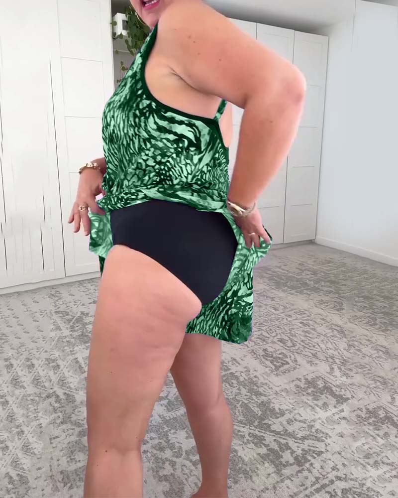 Traje de baño de una pieza con escote en V y estampado colorido