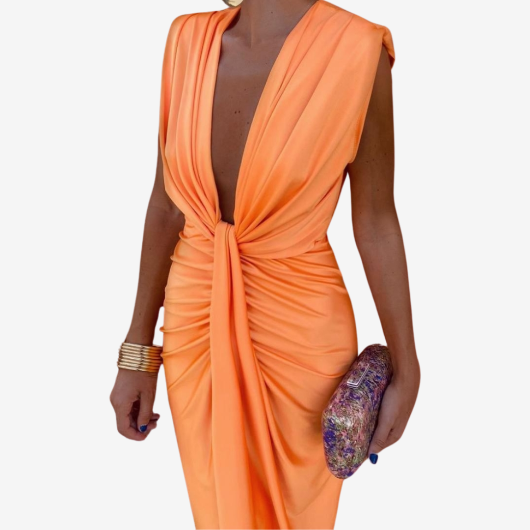 Assia™ Vestido midi drapeado
