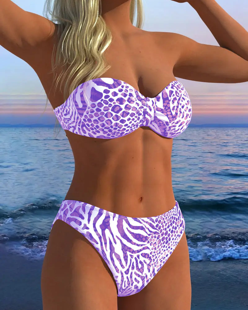 Bikini sexy de estampado leopardo de dos piezas