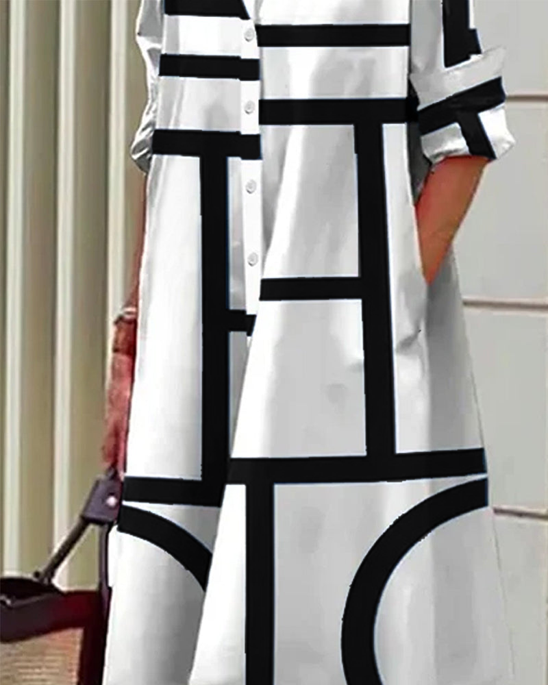 Mavrelle | Vestido con bolsillos y estampado geométrico