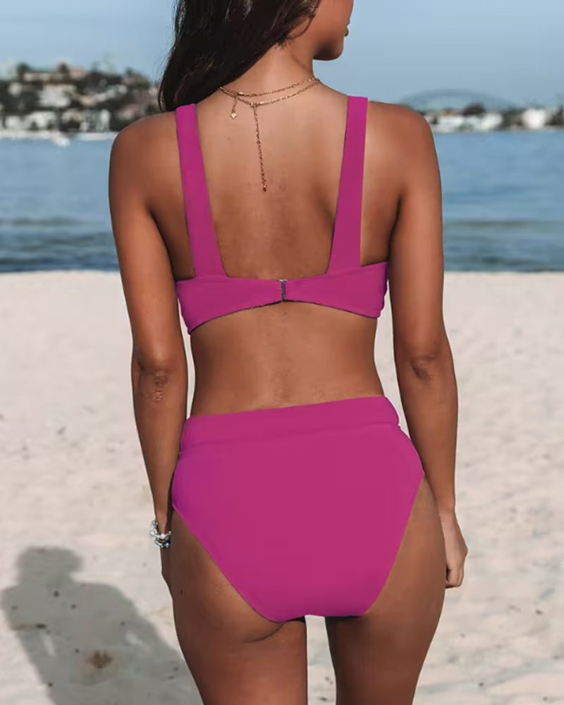 Bikinis de color sólido de talla alta