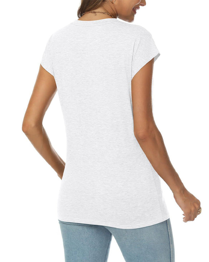 Camiseta de punto con cuello en V lisa
