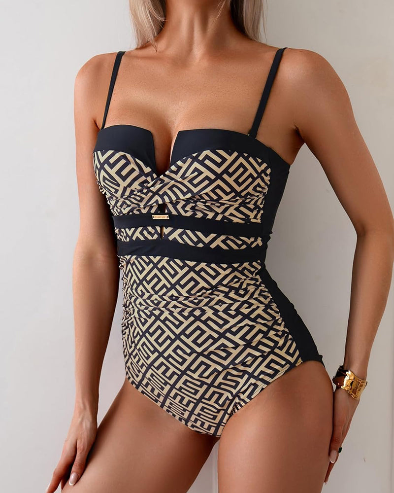 Traje de baño estampado a la moda con espalda descubierta