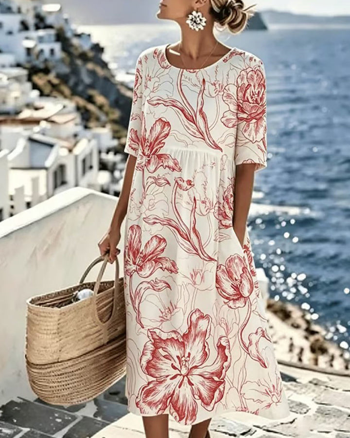 Vestido estampado de flores tropicales
