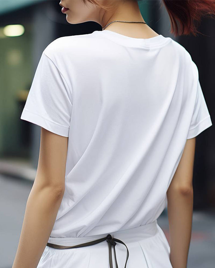 Camiseta casual estampada con la palabra LOVE, de mangas cortas y cuello redondo