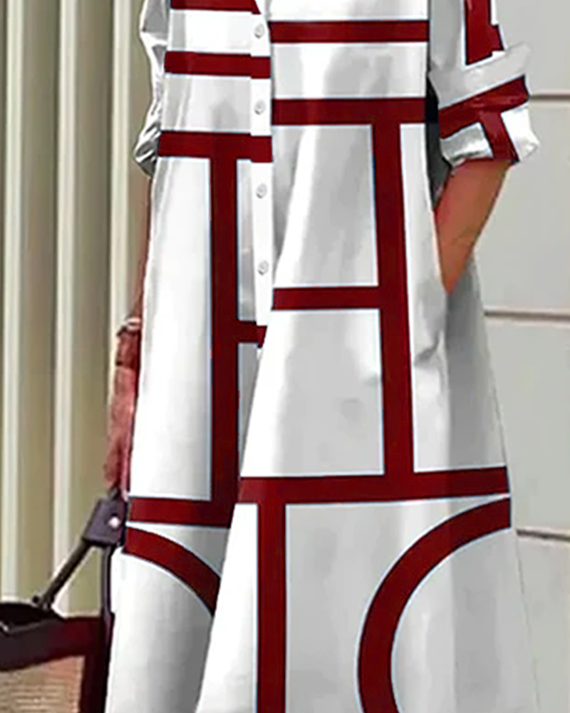 Mavrelle | Vestido con bolsillos y estampado geométrico