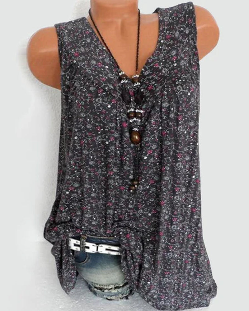 Top sin mangas con estampado floral