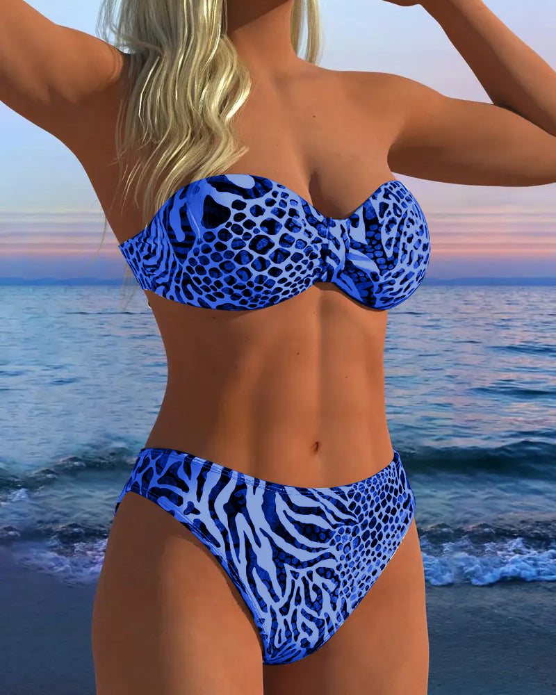 Bikini sexy de estampado leopardo de dos piezas