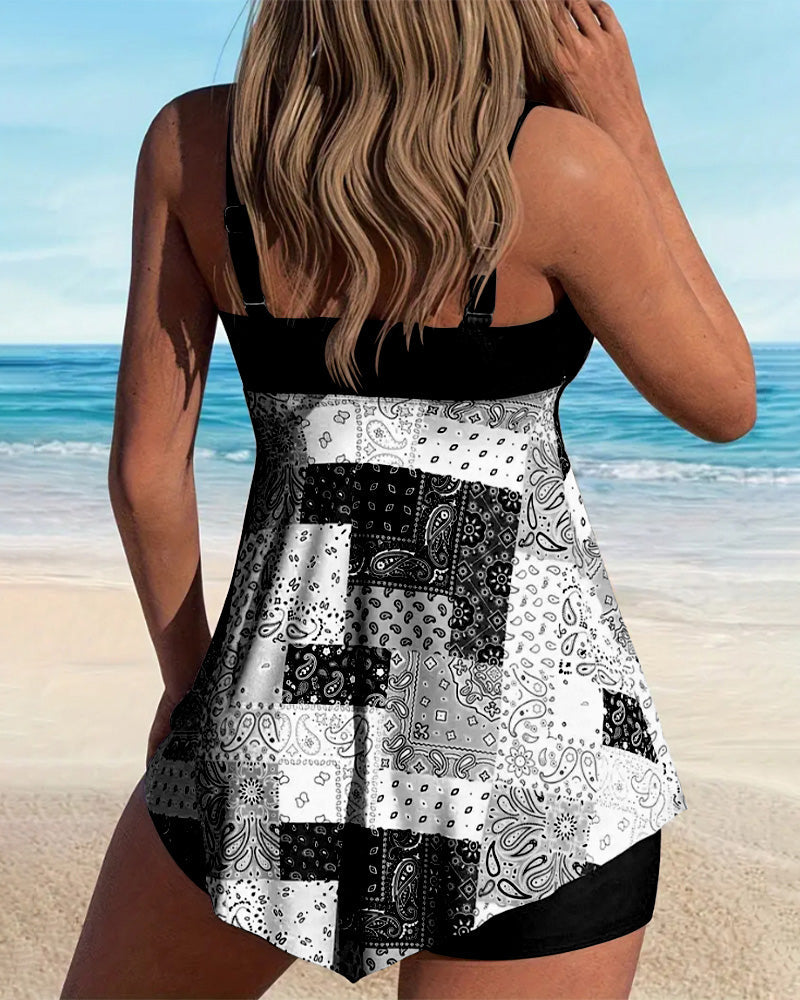 Tankini de dos piezas estampado boxer