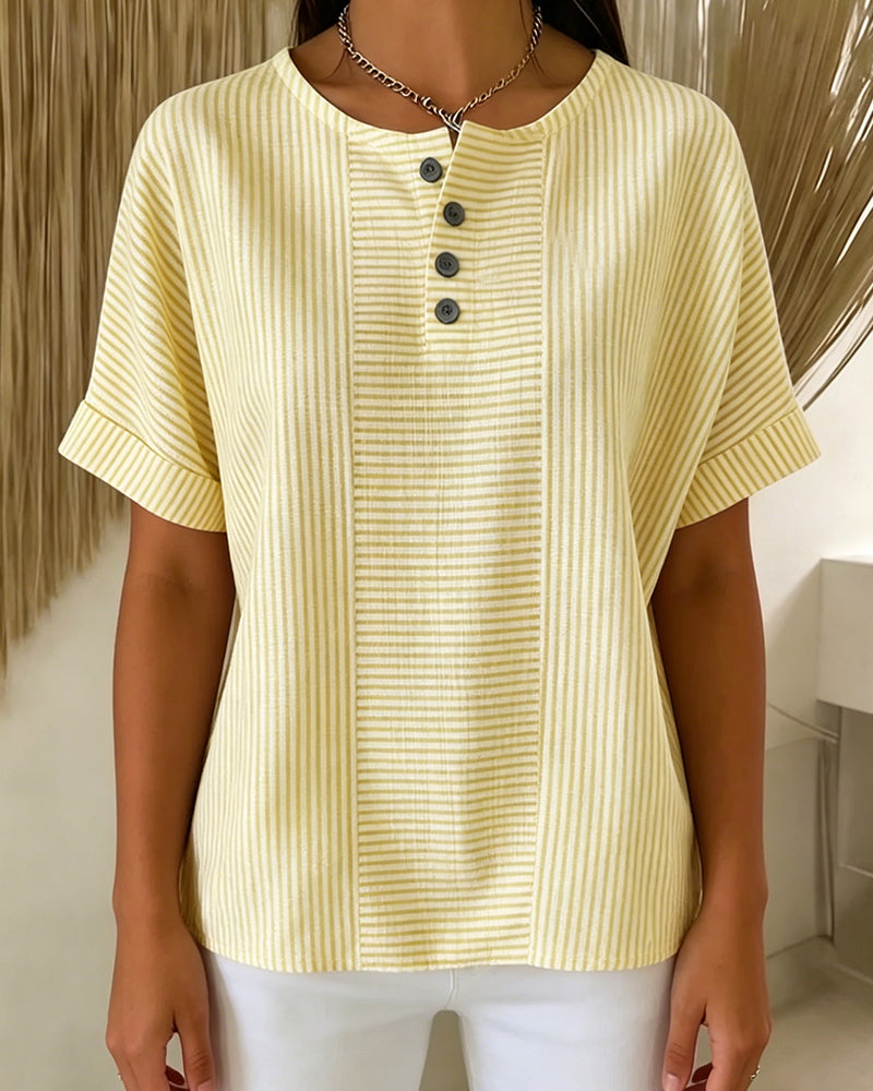 Blusa de cuello redondo de manga corta