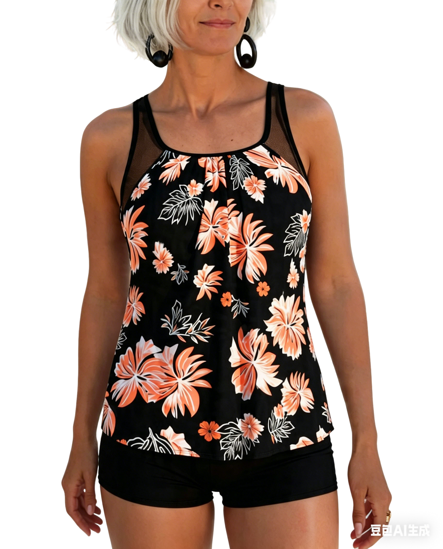 Tankini con cobertura del vientre estampado