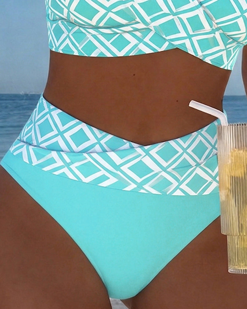 Bikini de dos piezas con top estilo sujetador y motivo diamante