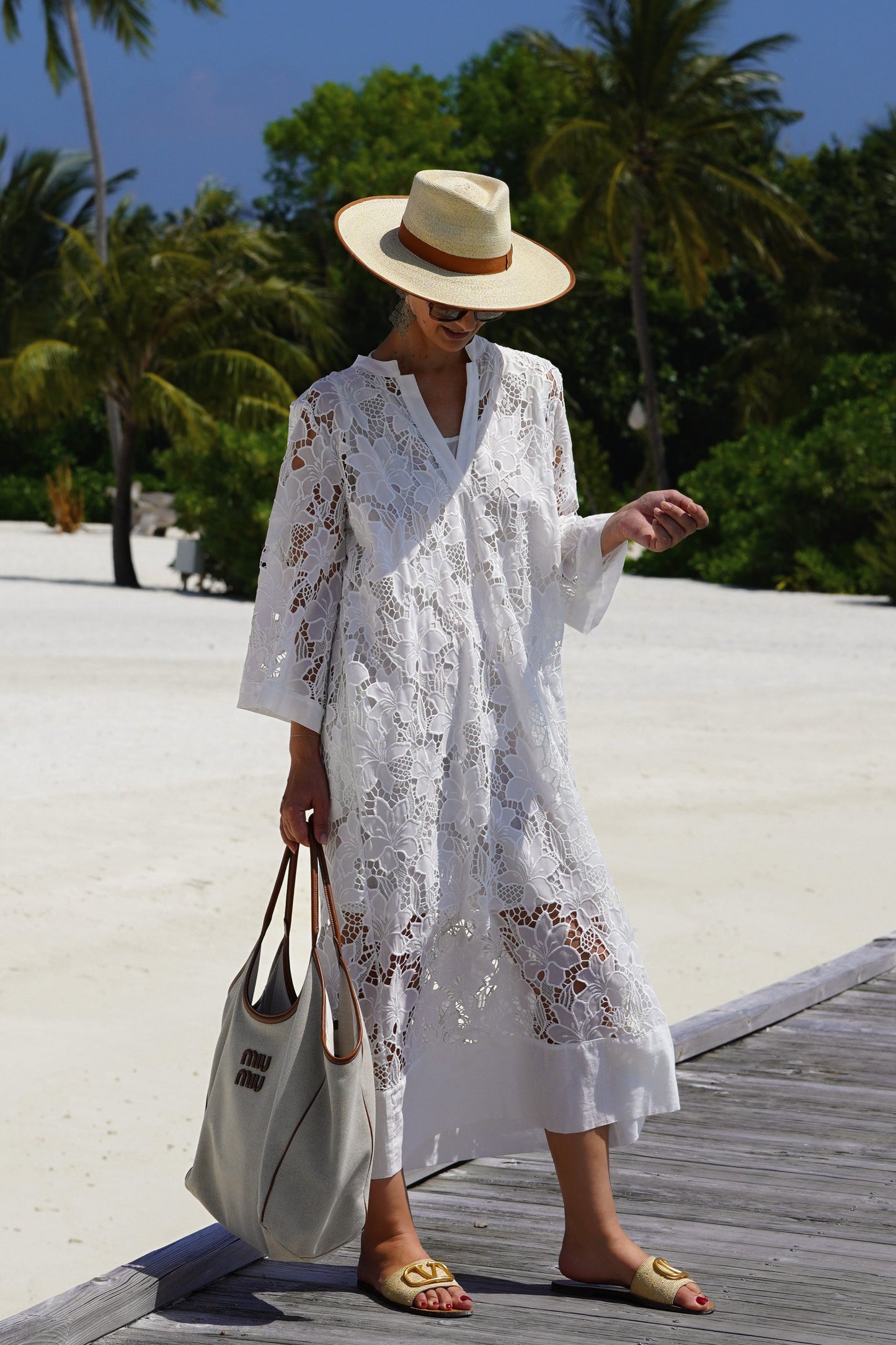 Vestido Luana de encaje blanco