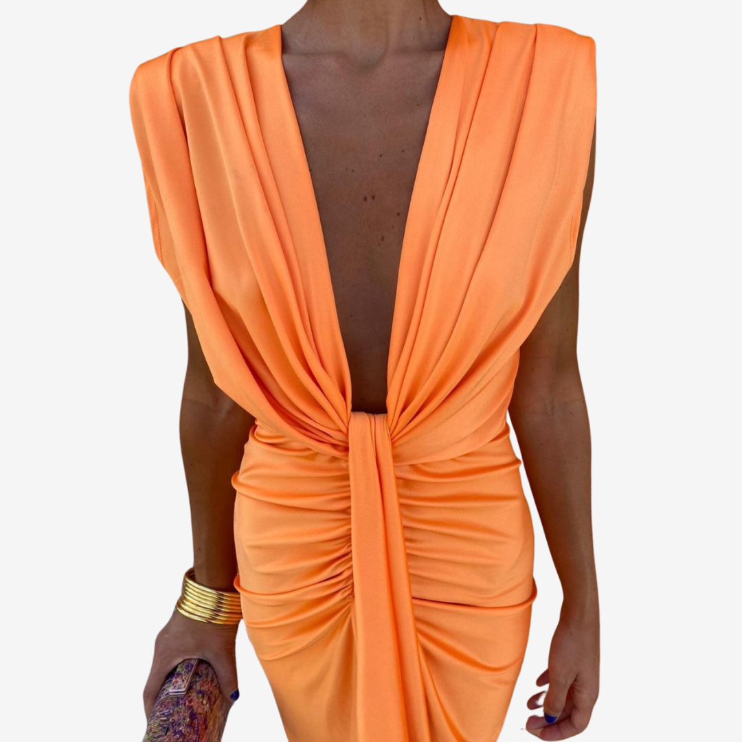 Assia™ Vestido midi drapeado
