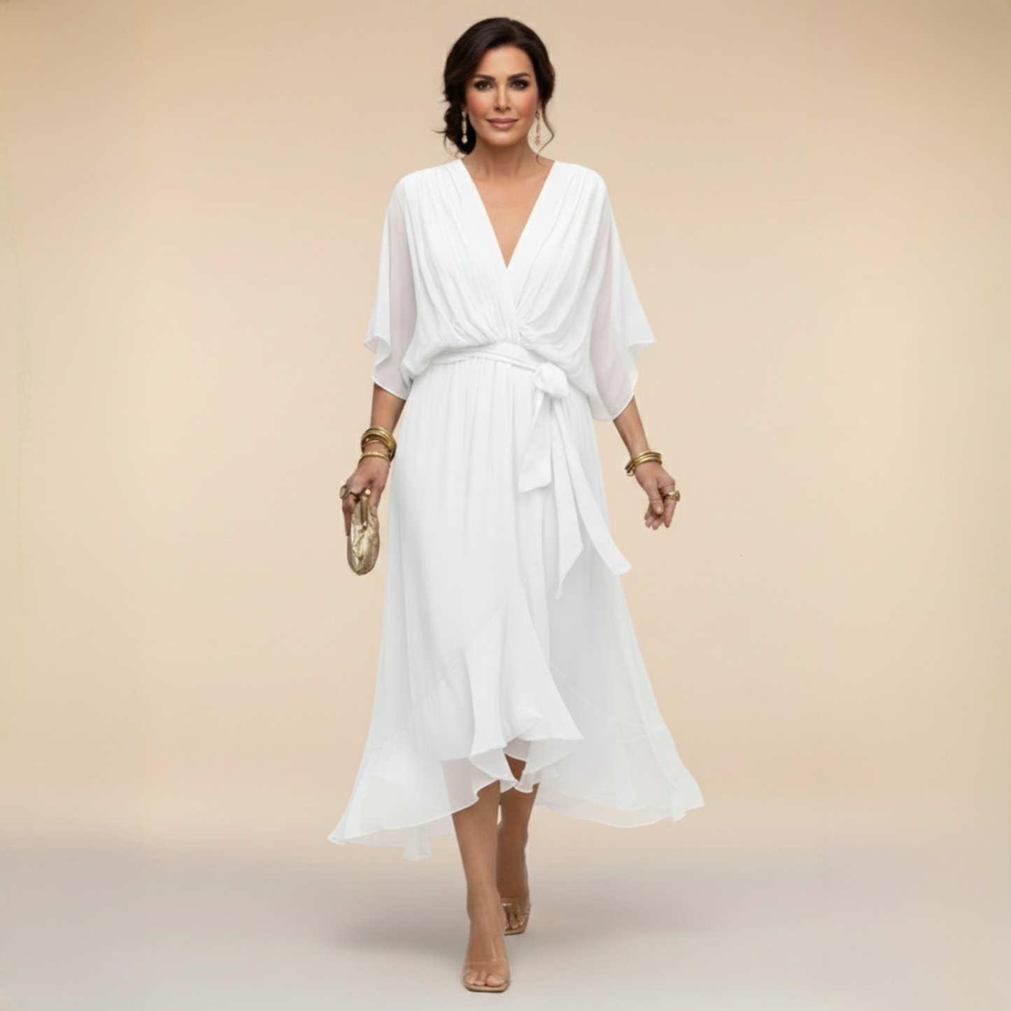 MARTA | Vestido ligero y transparente con escote en V