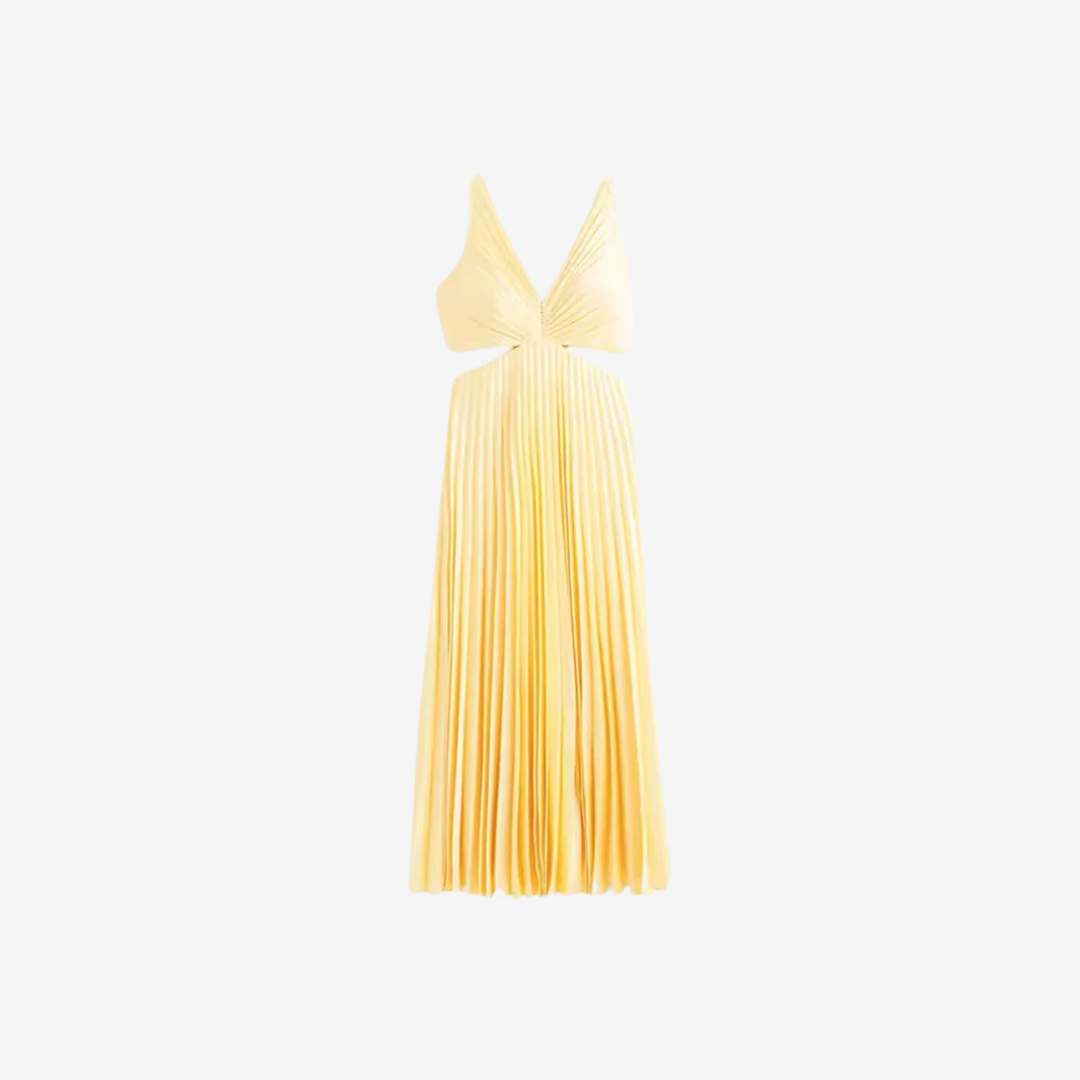 Vivienne™ Vestido de noche midi plisado con espalda descubierta
