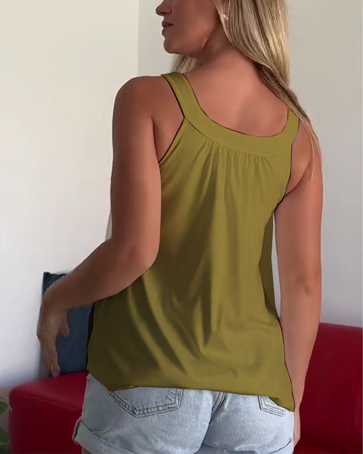 Top sin mangas plisado unicolor