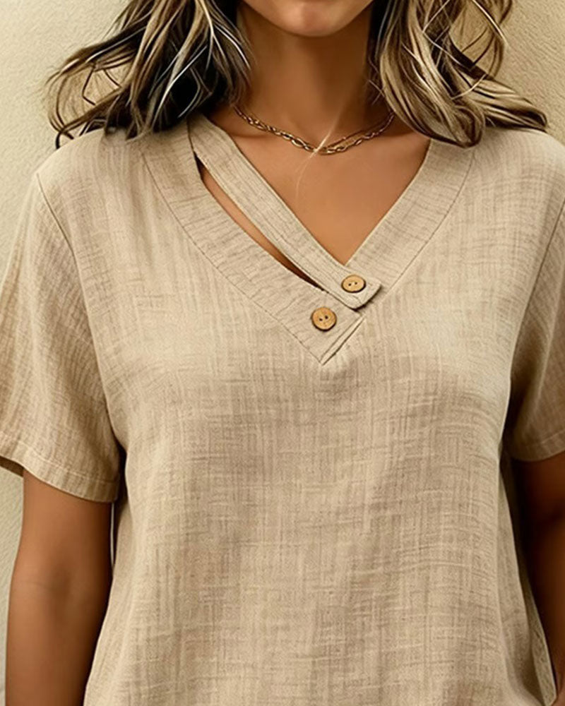 Camiseta con cuello en V abombado