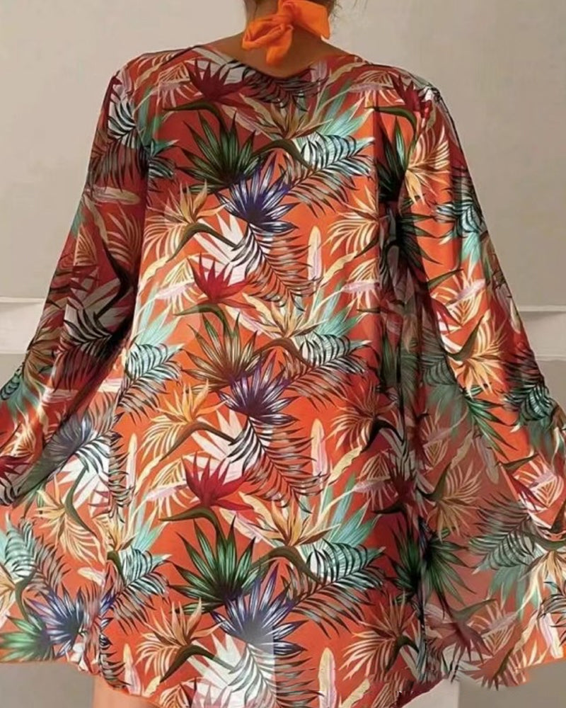 Conjunto de bikini estampado sexy con cubre-bikini