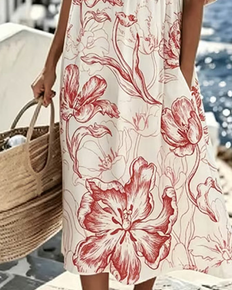 Vestido estampado de flores tropicales