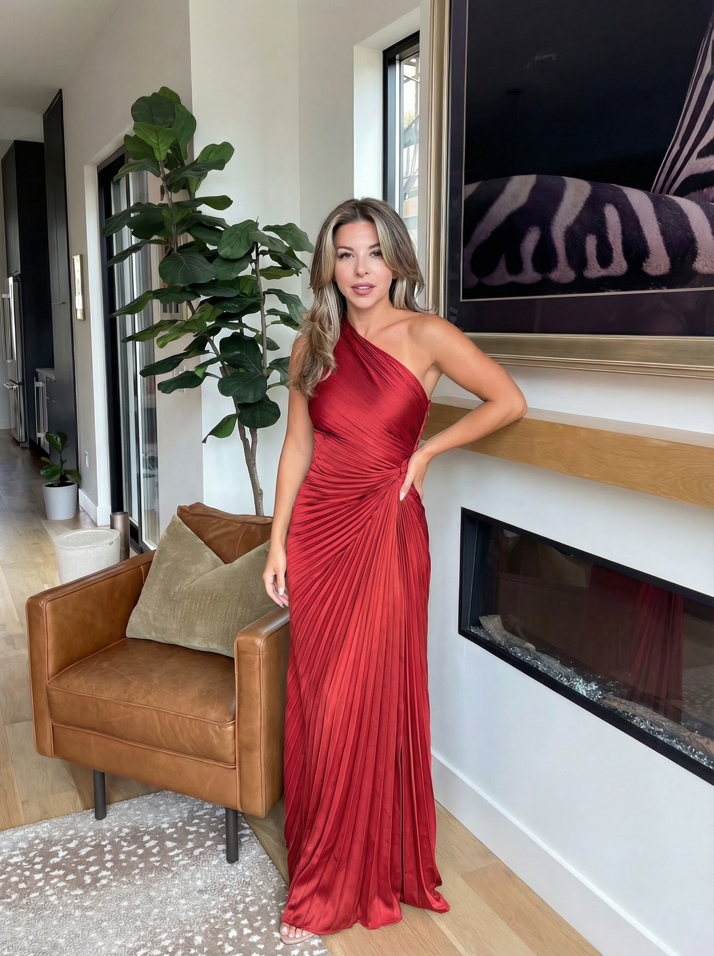 Aurelia - Vestido de un solo hombro plisado
