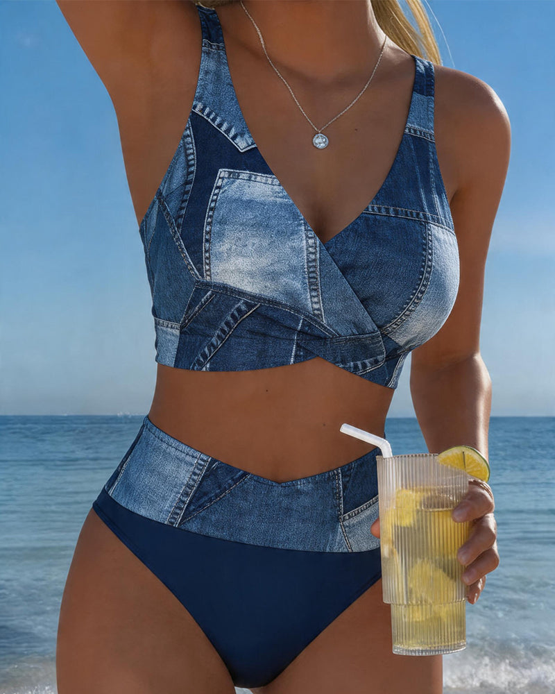 Bralette de bikini estampado