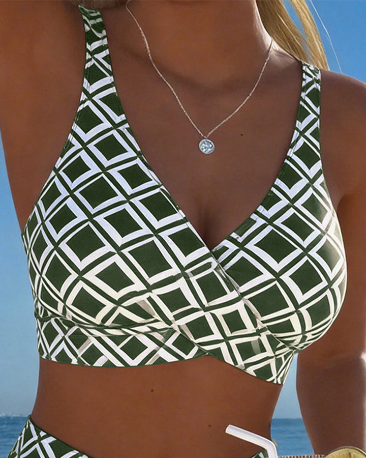 Bikini de dos piezas con top estilo sujetador y motivo diamante