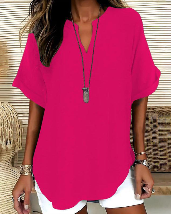 Blusa holgada de color liso para mujer casual