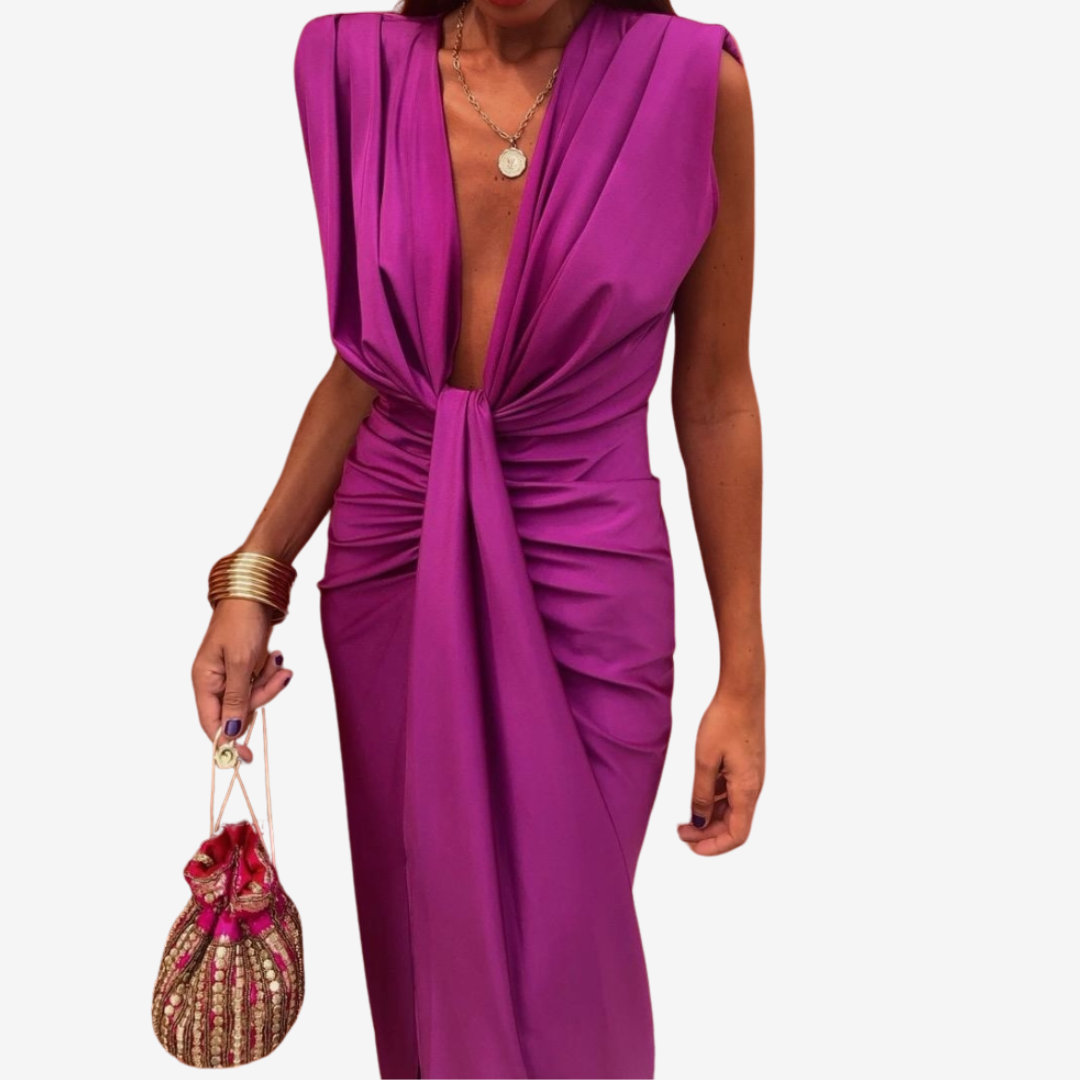 Assia™ Vestido midi drapeado