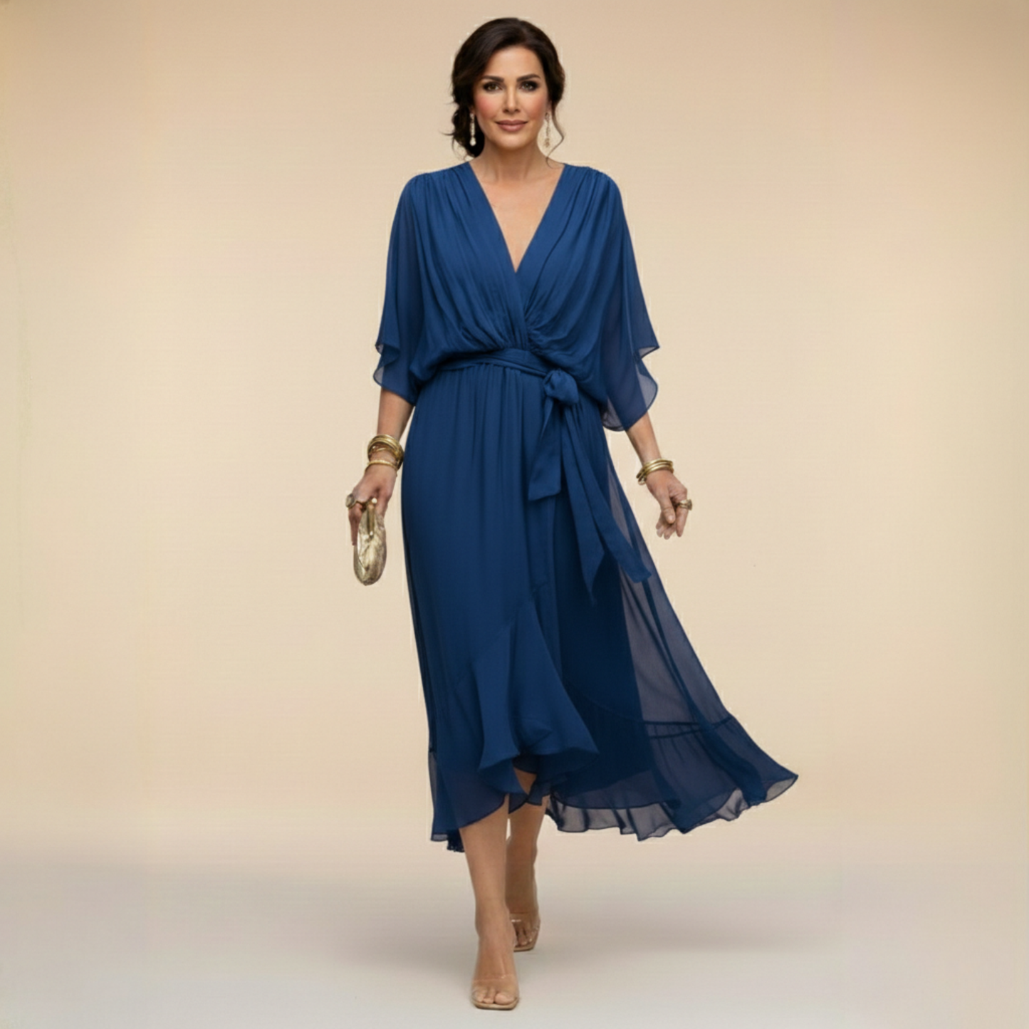 MARTA | Vestido ligero y transparente con escote en V