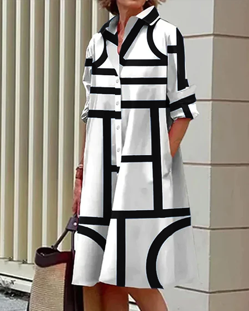 Mavrelle | Vestido con bolsillos y estampado geométrico