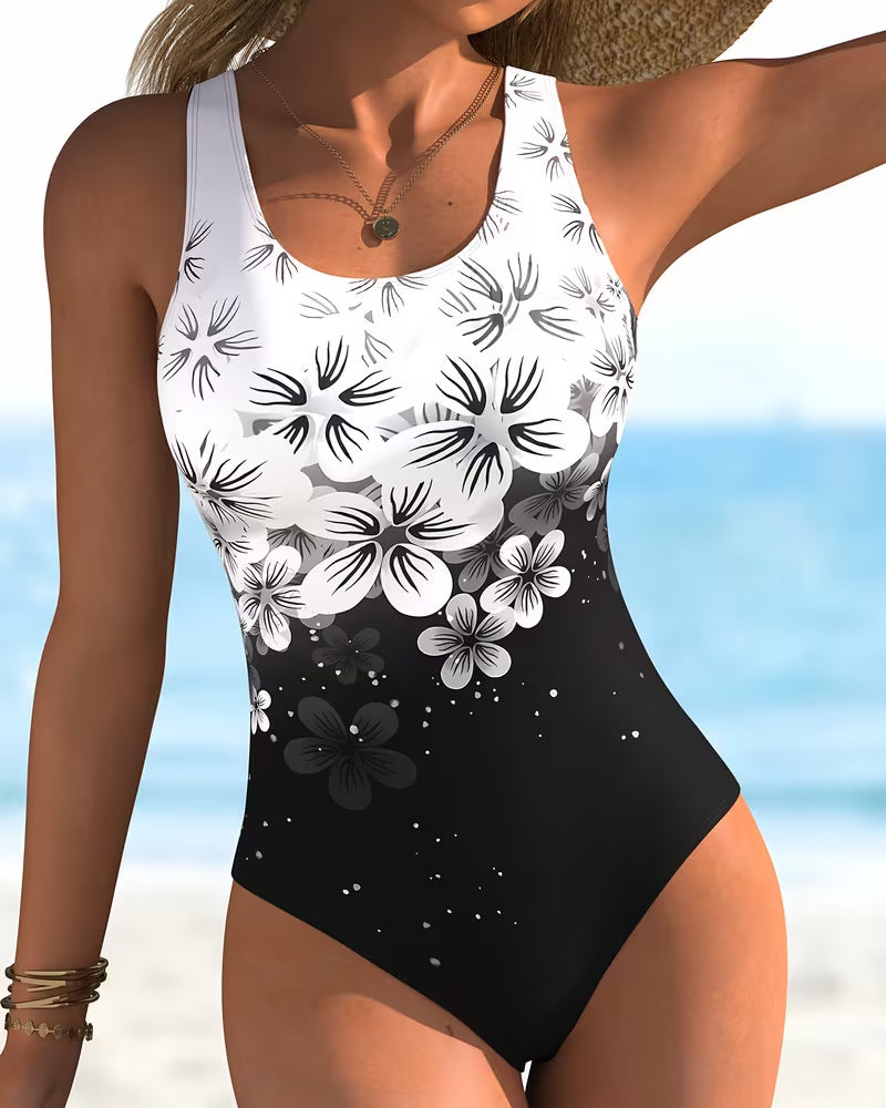 Traje de baño de una pieza con estampado floral