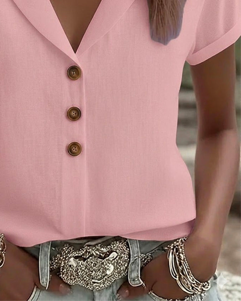 Camisa de manga corta con cuello abotonado