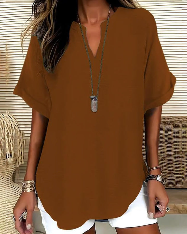 Blusa holgada de color liso para mujer casual