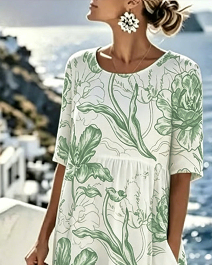 Vestido estampado de flores tropicales