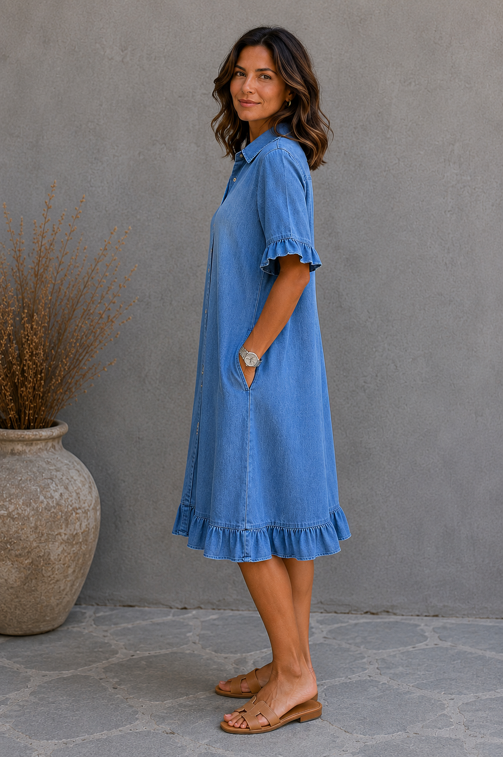 Vestido falda vaquera con volantes
