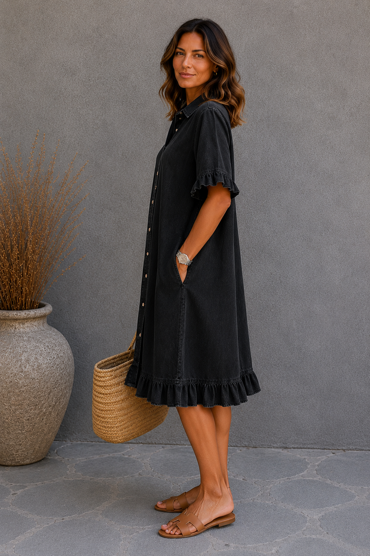 Vestido falda vaquera con volantes