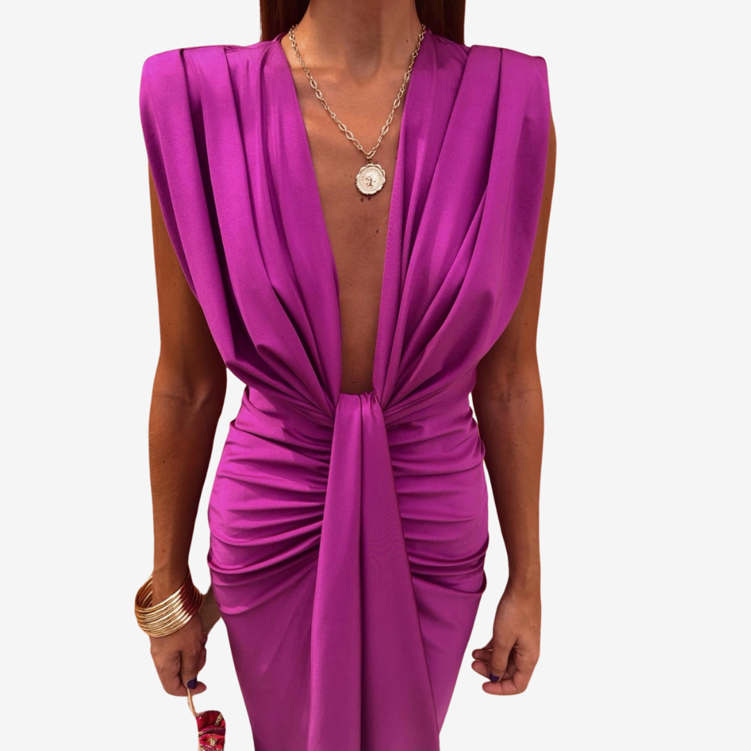 Assia™ Vestido midi drapeado
