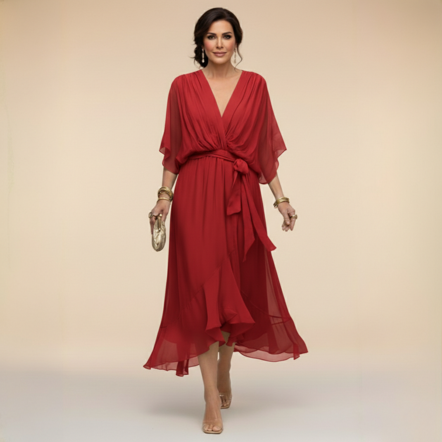 MARTA | Vestido ligero y transparente con escote en V