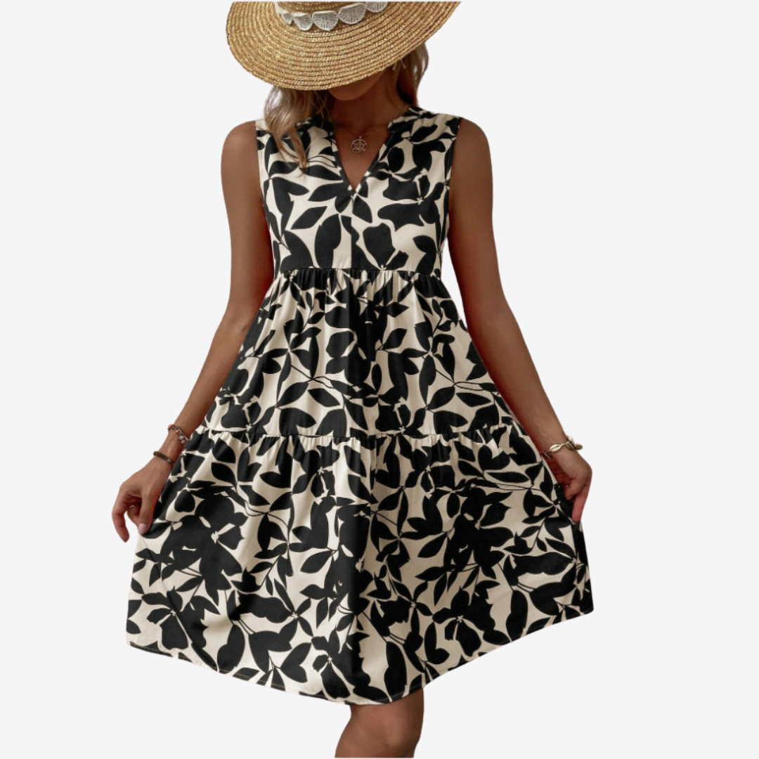 Séraphine™ Midi con motivos de hojas