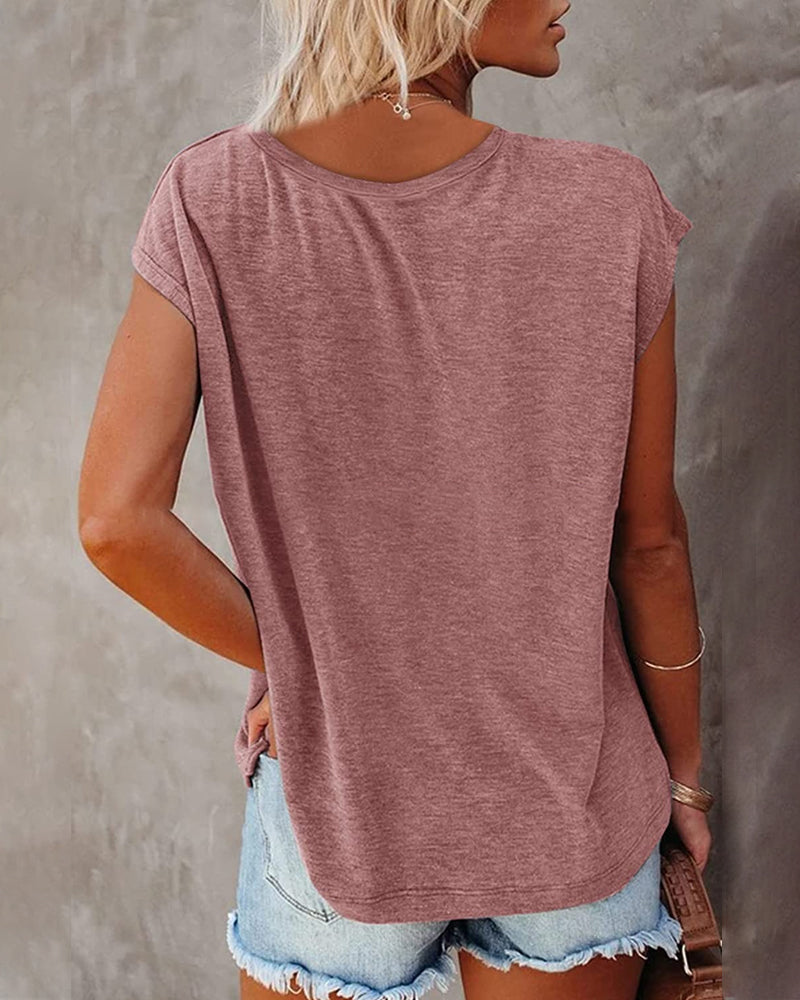 Chaleco liso con cuello en V y mangas remangables