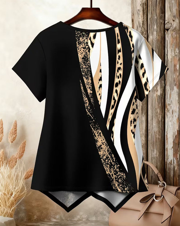 Blusa con estampado irregular de mangas cortas