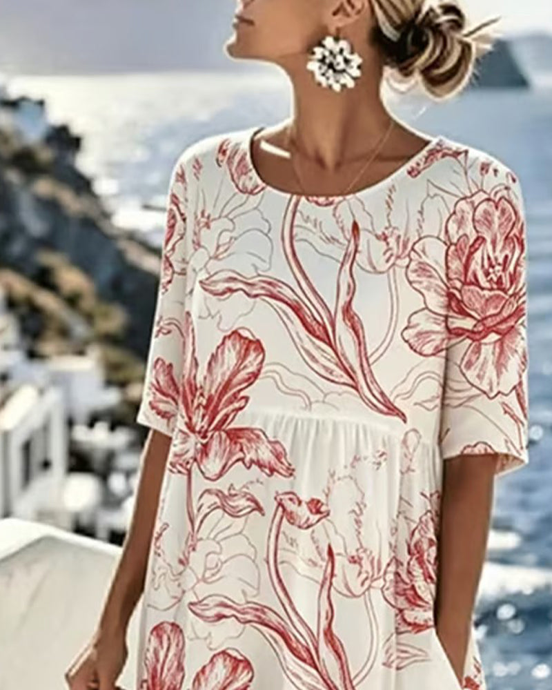 Vestido estampado de flores tropicales