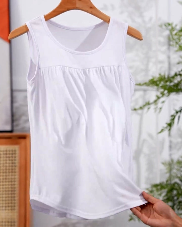 Conjunto de tres piezas sin mangas plisadas con chaqueta amplia
