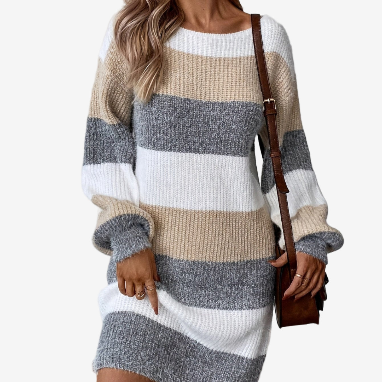 Elestte™ Vestido de punto a rayas