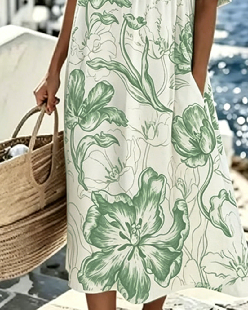 Vestido estampado de flores tropicales
