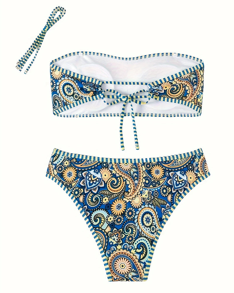 Bikini de dos piezas con estampado étnico