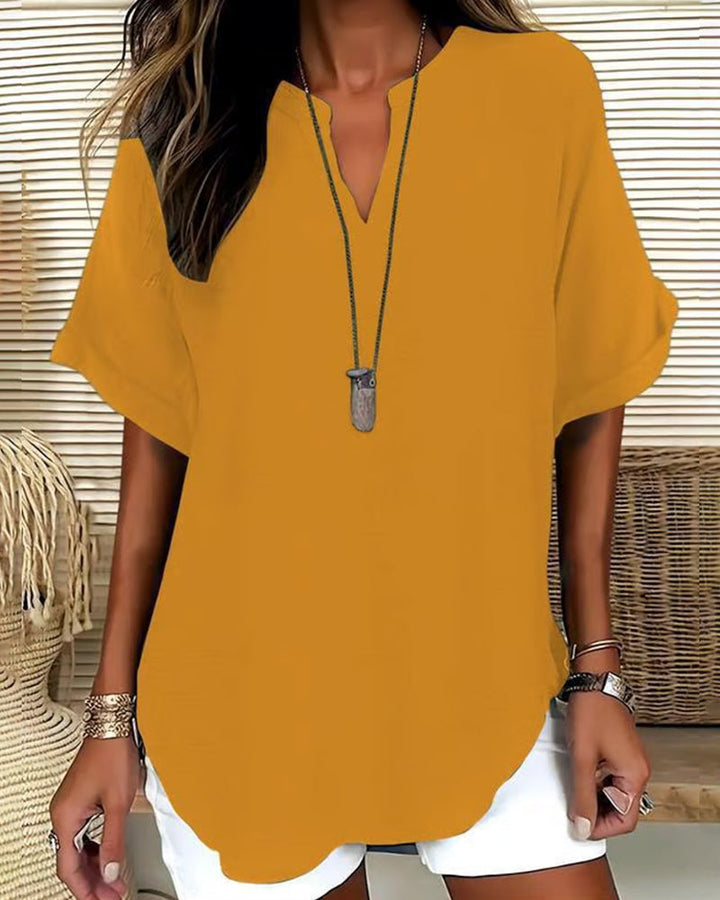 Blusa holgada de color liso para mujer casual